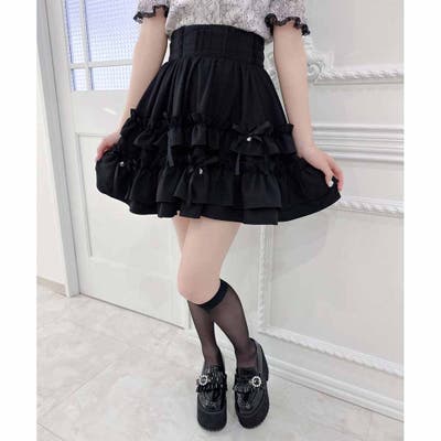 美品【ワンダフルワールド】段々ティアードスカートリボン