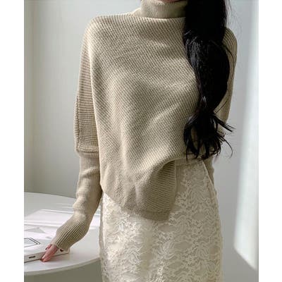 アシンメトリー丈タートルネックマントドルマンスリーブニット レディース 長袖[品番：KH000014336]｜VIVID  LADY（ビビッドレディー）のレディースファッション通販｜SHOPLIST（ショップリスト）