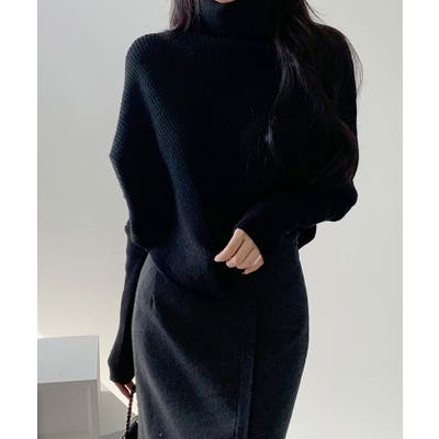アシンメトリー丈タートルネックマントドルマンスリーブニット レディース 長袖[品番：KH000014336]｜VIVID  LADY（ビビッドレディー）のレディースファッション通販｜SHOPLIST（ショップリスト）