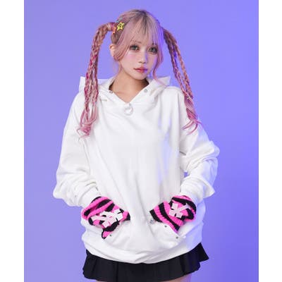 上質スウェットデビル悪魔の角耳付きオーバースウェットorZIP