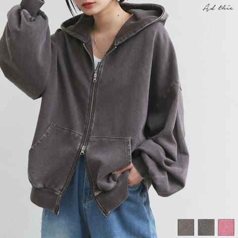 ad thie（アドティエ） | スノーウォッシュ加工 ダブルジップパーカー