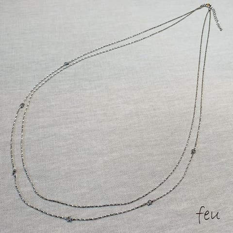 feu（フゥー） | Knot Chain Necklace　　　2連ネックレス　レイヤードネックレス　華奢チェーン　ロングネックレス　カワイイ　韓国ファッション