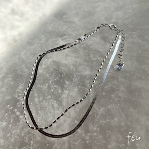 feu（フゥー） | 【SILVER925】Double Chain Anklet　　 シルバー925　2連チェーン　アンクレット　シンプル　スネークチェーン　韓国
