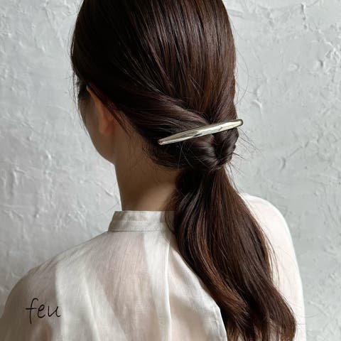 feu（フゥー） | シンプルヘアーバレッタ　ロング　シルバーゴールド　シンプル　モード感　エアーアレンジ　トレンド　韓国ファッション　レディース通販　2023年新作　STICK CURVE HAIRPIN