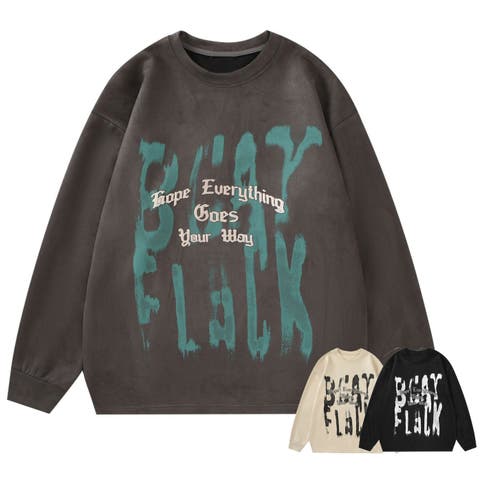 HOOK(フック) | 【HOOK】落書き英字プリントスエード調スウェット