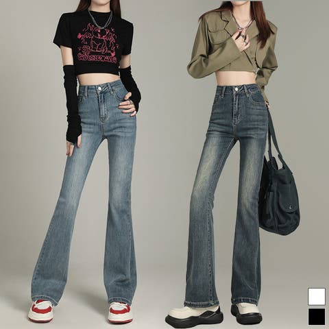 aimoha (アイモハ) | 美シルエット セミフレアデニムパンツ