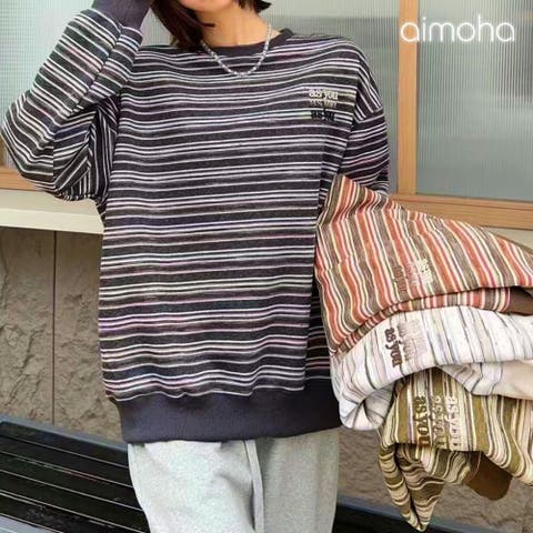 aimoha （アイモハ） | オーバーシルエット マルチボーダー プルオーバー