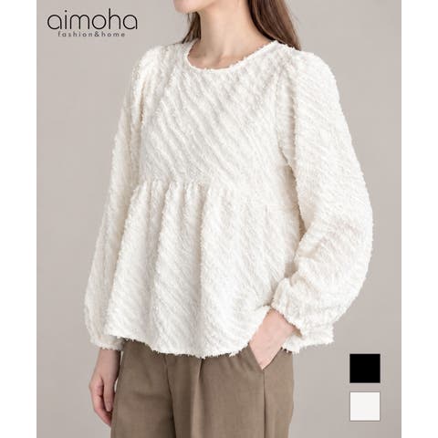 aimoha （アイモハ） | フリンジジャガードぺプラムブラウス