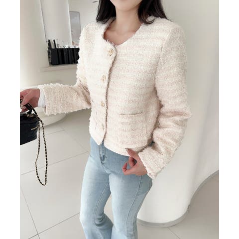 aimoha （アイモハ） | 【Jasmine】フリンジノーカラージャケット Jasmine Grandiflorum