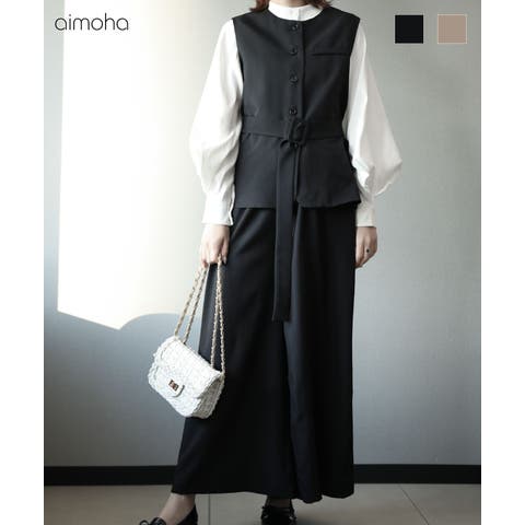 aimoha （アイモハ） | aimoha　タイベルトジレ＋ワイドパンツセットアップ