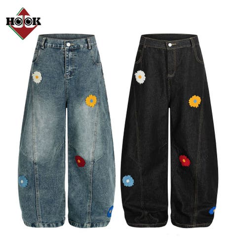 HOOK（フック） | コクーン フラワーモチーフ デニムパンツ