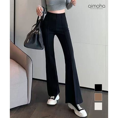 aimoha （アイモハ） | ハイウエストリブフレアパンツ
