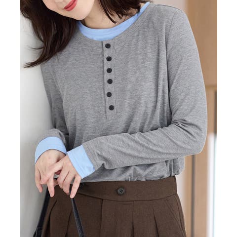 Viola e Viola（ヴィオラエヴィオラ） | １枚着映えレイヤード風ヘンリーネックリブトップス