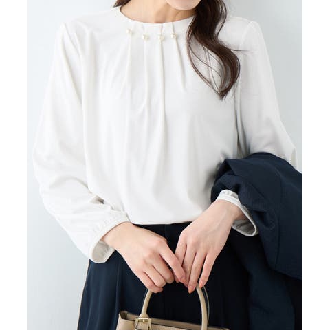 alotta（アロッタ） | ネックパールデザインブラウス　　　　　　