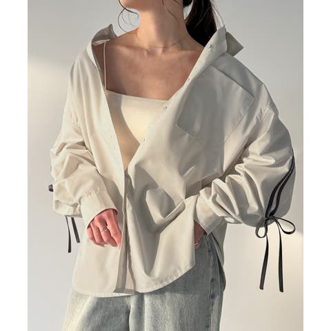 JUNOAH（ジュノア） | サイドリボントラック風オーバーシャツ