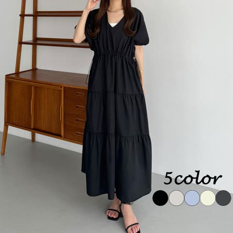 JUNOAH（ジュノア） | callautia　Vネックドロストワンピース