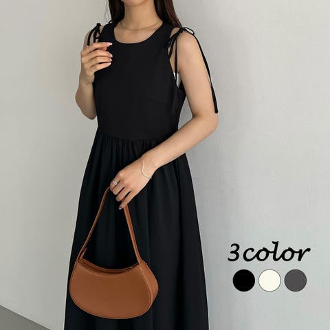 JUNOAH（ジュノア） | callautia　ショルダーリボンノースリーブフレアワンピース