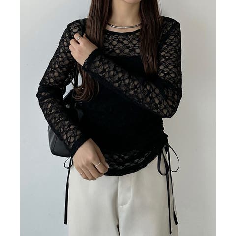 JUNOAH（ジュノア） | callautia　サイドギャザーレーストップス