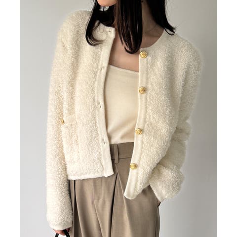 JUNOAH（ジュノア） | パイル編み金釦ニットジャケット