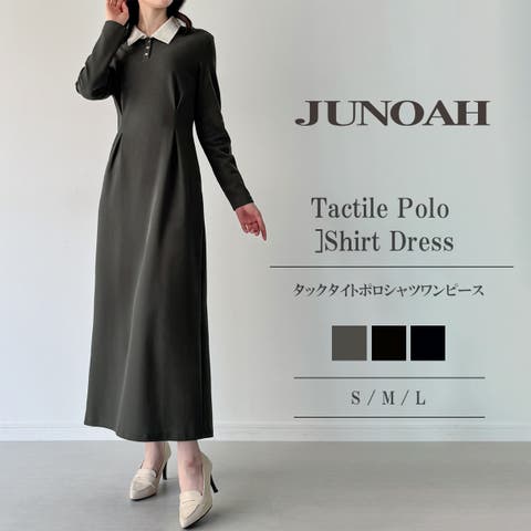 JUNOAH（ジュノア） | タックタイトポロシャツワンピース