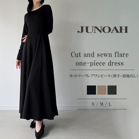 JUNOAH（ジュノア） | カットソーフレアワンピース（薄手・裏地なし）