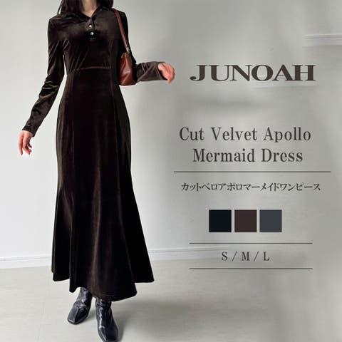 JUNOAH（ジュノア） | カットベロアポロマーメイドワンピース【ペチスカートセット】