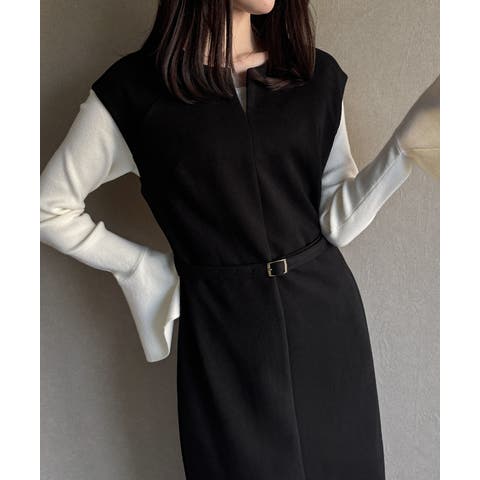 JUNOAH(ジュノア) | キーネックIラインロングワンピース