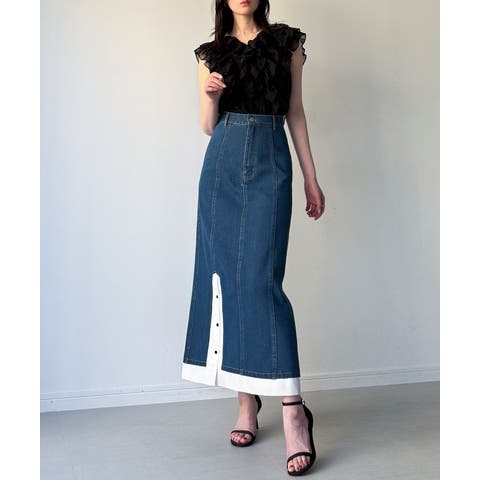 JUNOAH（ジュノア） | 異素材ドッキングデニムスカート