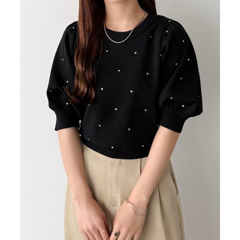 新品未使用　AMICA ピンク　パフスリーブ トップス パフスリーブ」に該当するトップス（ピンク/桃色系）ファッション通販