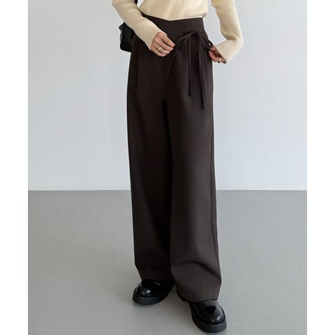 JUNOAH（ジュノア） | callautia　薄手ラップリボンスラックスパンツ（裏地無し）