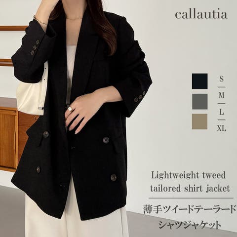 JUNOAH（ジュノア） | callautia　薄手ツイードテーラードシャツジャケット