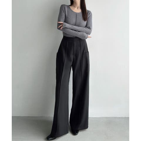 JUNOAH(ジュノア) | Meiru (通年素材)ポケットデザインワイドパンツ