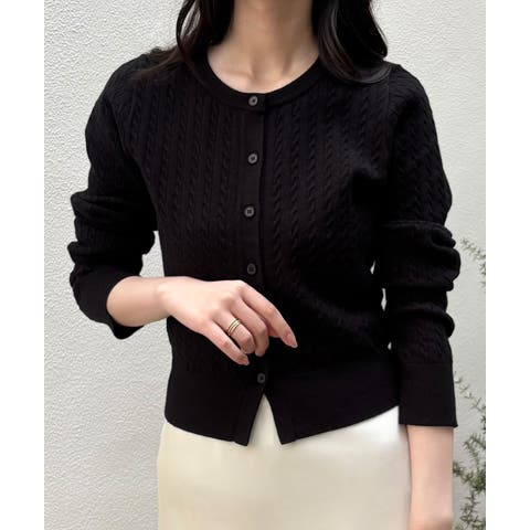 JUNOAH(ジュノア) | 長袖ケーブルニットカーディガン