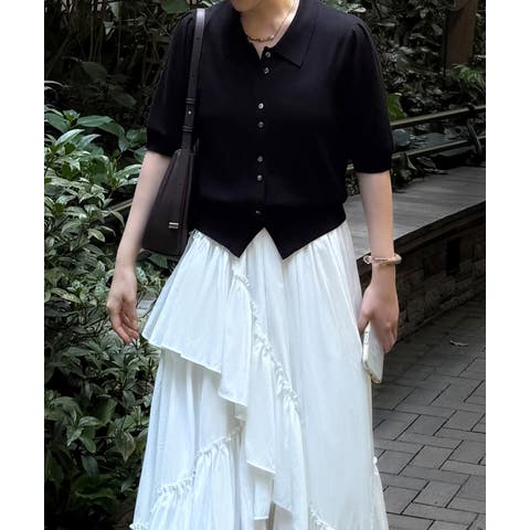 junoah（ジュノア） | 襟付きボタンデザインサマーニットトップス