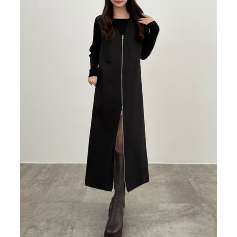 JUNOAH（ジュノア） | CENEA　裏起毛フロントファスナージャンパースカート