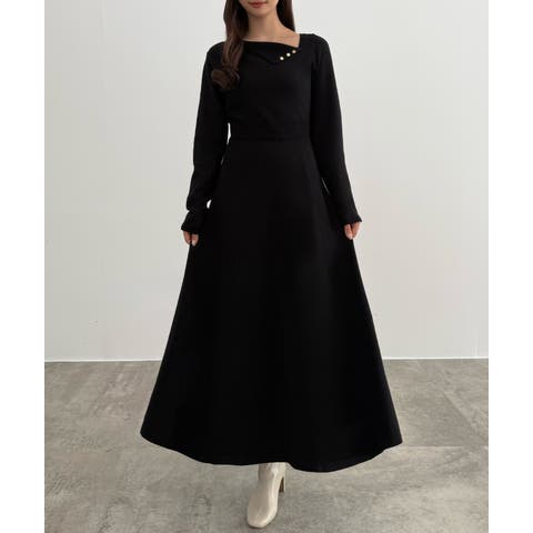 JUNOAH（ジュノア） | CENEA　アシンメトリーネックニットワンピース