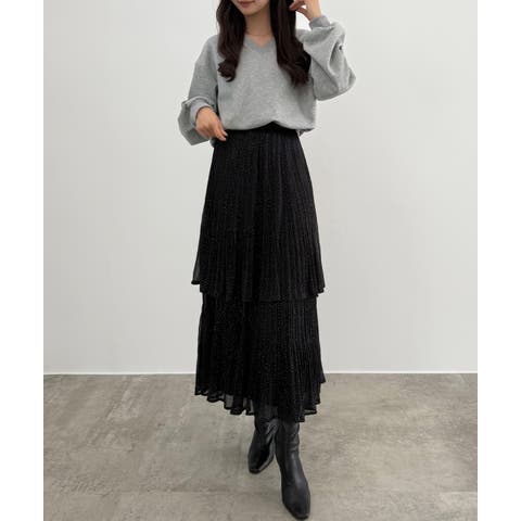 JUNOAH(ジュノア) | CENEA ラメチュールプリーツティアードスカート