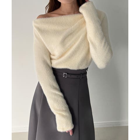 JUNOAH（ジュノア） | CENEA　ドレープシャギーニットトップス