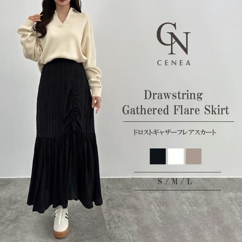 JUNOAH（ジュノア） | CENEA　ドロストギャザーフレアスカート