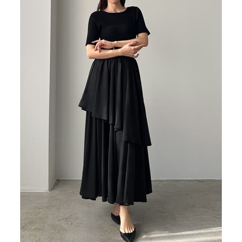 Louere（ルエレ） | Louere　ニットドッキングティアードワンピース