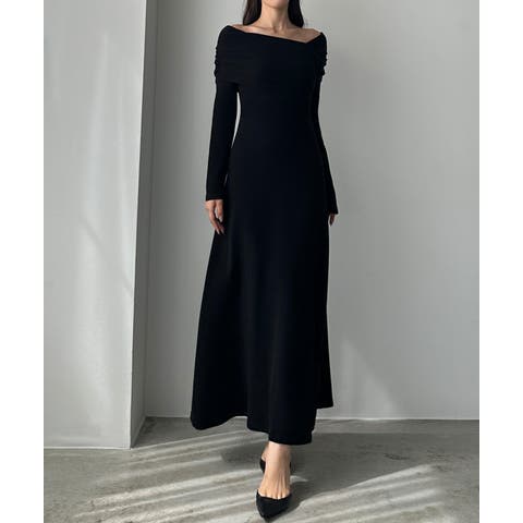 Louere（ルエレ） | Louere　アシメネックフレアニットワンピース