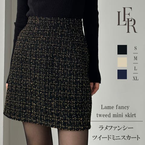 Louere(ルエレ) | Louere ラメファンシーツイードミニスカート(インパン付き、ウール混)