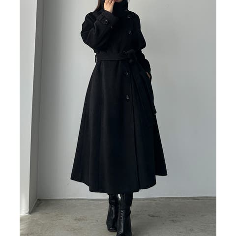 Louere(ルエレ) | Louere 2wayハイネックウールライクウエストシェイプフレアコート