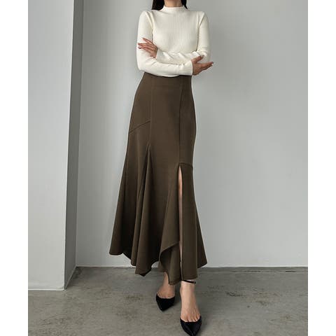 Louere（ルエレ） | Louere　ウォームイレヘム深スリットハイウエストマーメイドスカート(裏地無し)