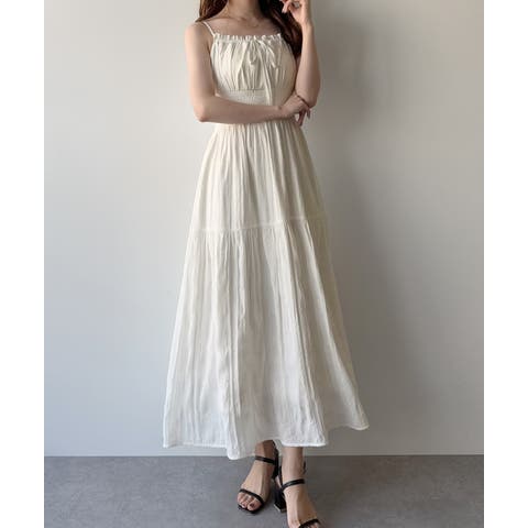 JUNOAH(ジュノア) | mipiarl  ワッシャーシャーリングティアードキャミワンピース