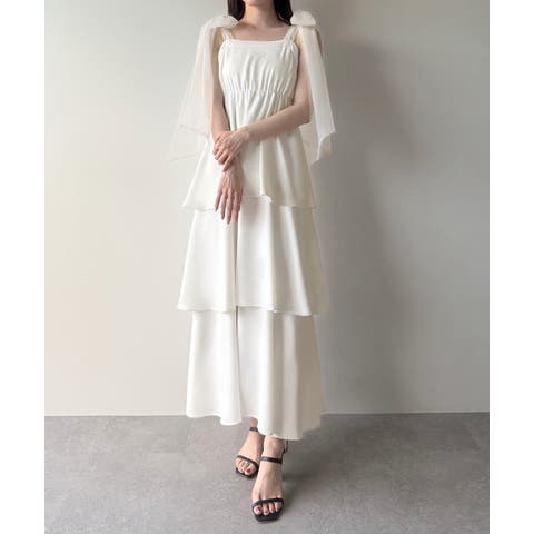 【mipiarl】フロントリボンラッフルキャミワンピース 016】フロントリボンラッフルキャミワンピース | mipiarl