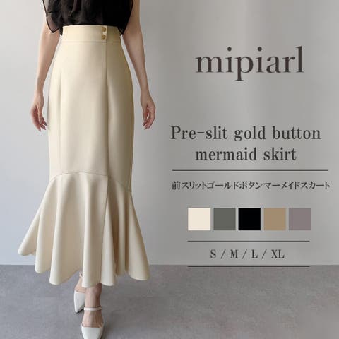 JUNOAH（ジュノア） | mipiarl 　前スリットゴールドボタンマーメイドスカート