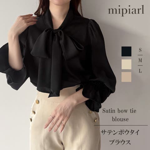 JUNOAH(ジュノア) | mipiarl  サテンボウタイブラウス