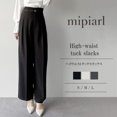 JUNOAH（ジュノア） | mipiarl 　ハイウエストタックスラックス