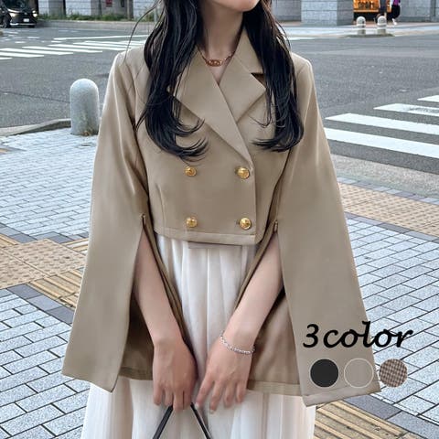 JUNOAH（ジュノア） | ゴールド釦2wayスリットスリーブショートジャケット